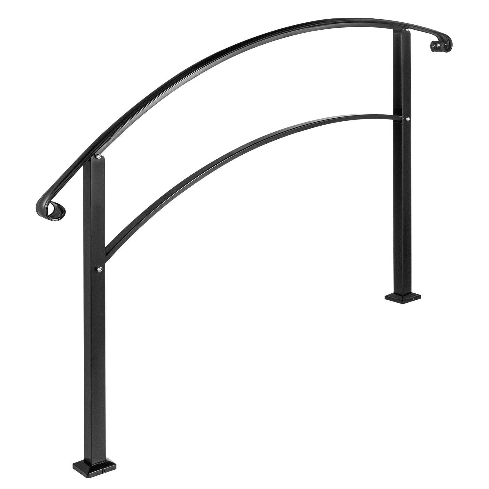 Black Wrought Iron Handrail For Outdoor Steps Garden Stair Railing_voghion.com